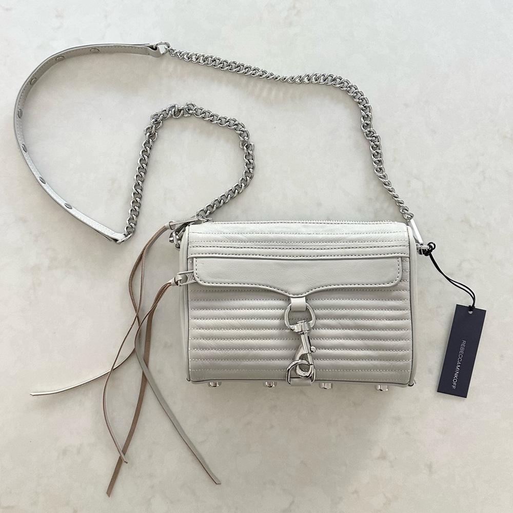 NWT Rebecca Minkoff Quilted Mini MAC Crossbody Bag Ash Grey